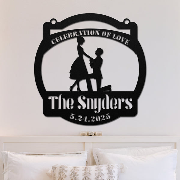 Celebration Of Love Metal Sign - Black