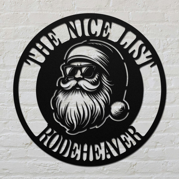 Black Santa Claus "The List" Metal Sign