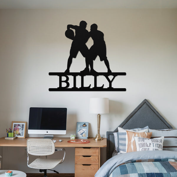 Basketball Player Metal Sign - Black