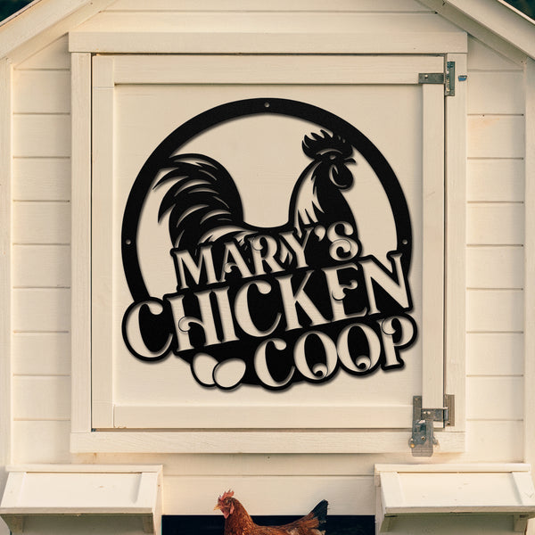 Egg Factory Metal Chicken Coop Sign - Black