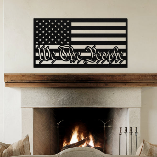 We The People Metal Sign - Black