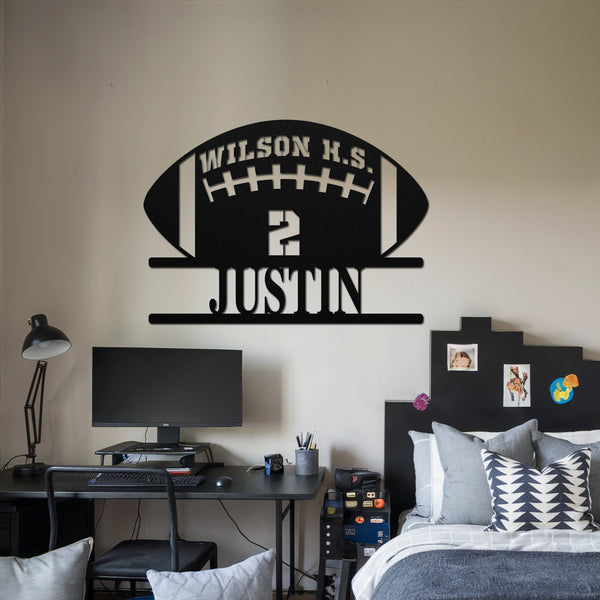 Football Metal Sign - Black