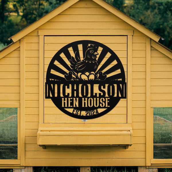 Hen House Metal Sign - Black