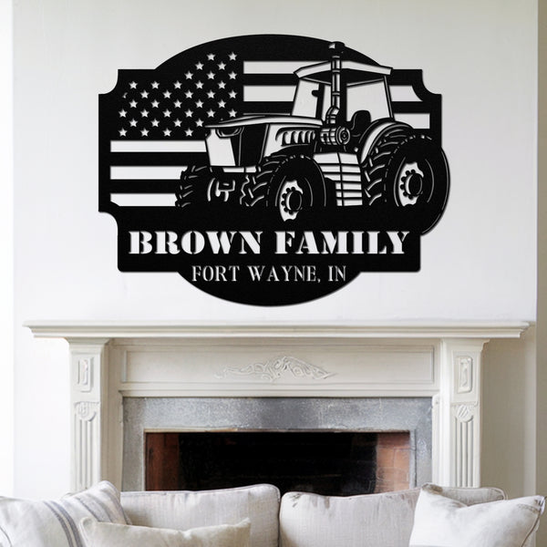 American Farmer Metal Sign - Black