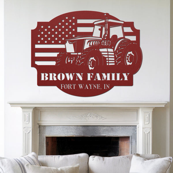 American Farmer Metal Sign - Red