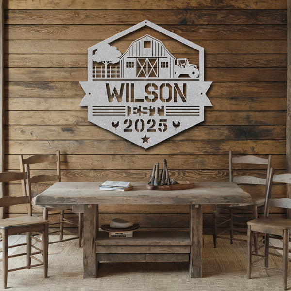 Barnyard Metal Sign - Silver