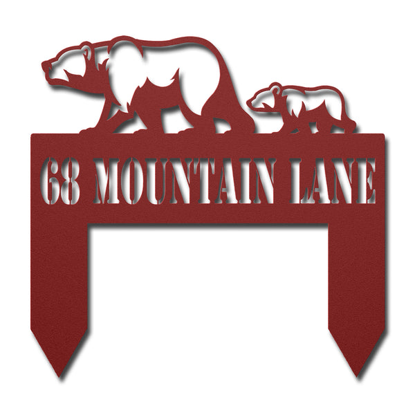 Bear & Cub Metal Address Sign