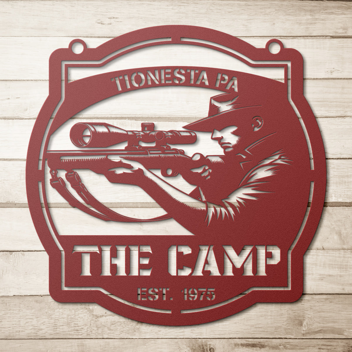 The Camp Hunting Metal Sign - Red