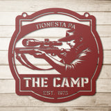 The Camp Hunting Metal Sign - Red