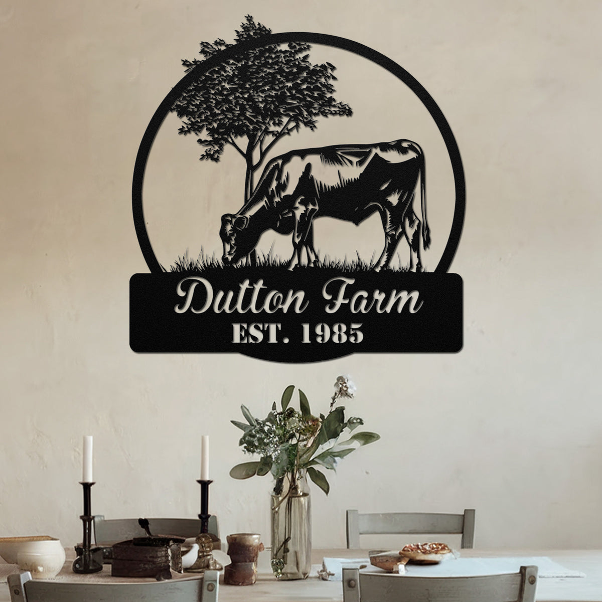  Cattle Farm Metal Sign - Black