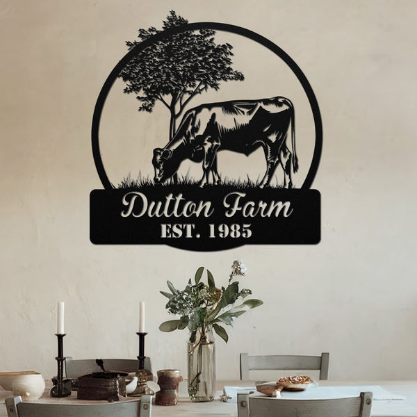  Cattle Farm Metal Sign - Black