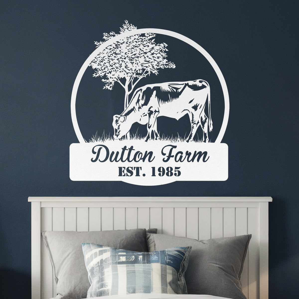  Cattle Farm Metal Sign - White