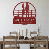 Country Couple Metal Sign - Red