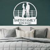 Country Couple Metal Sign - White