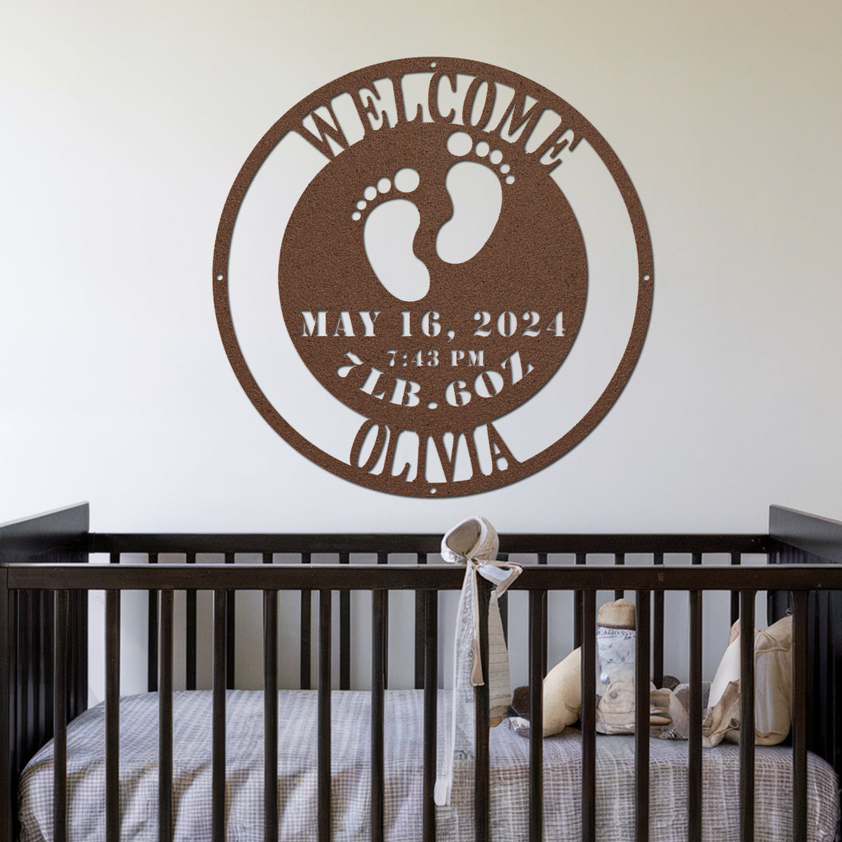  Baby Feet Metal Sign  - Copper
