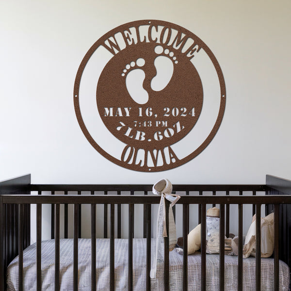  Baby Feet Metal Sign  - Copper