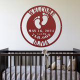  Baby Feet Metal Sign  - Red