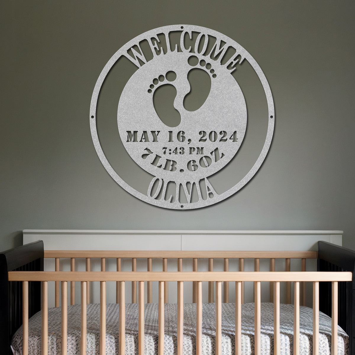 Baby Feet Metal Sign - Silver