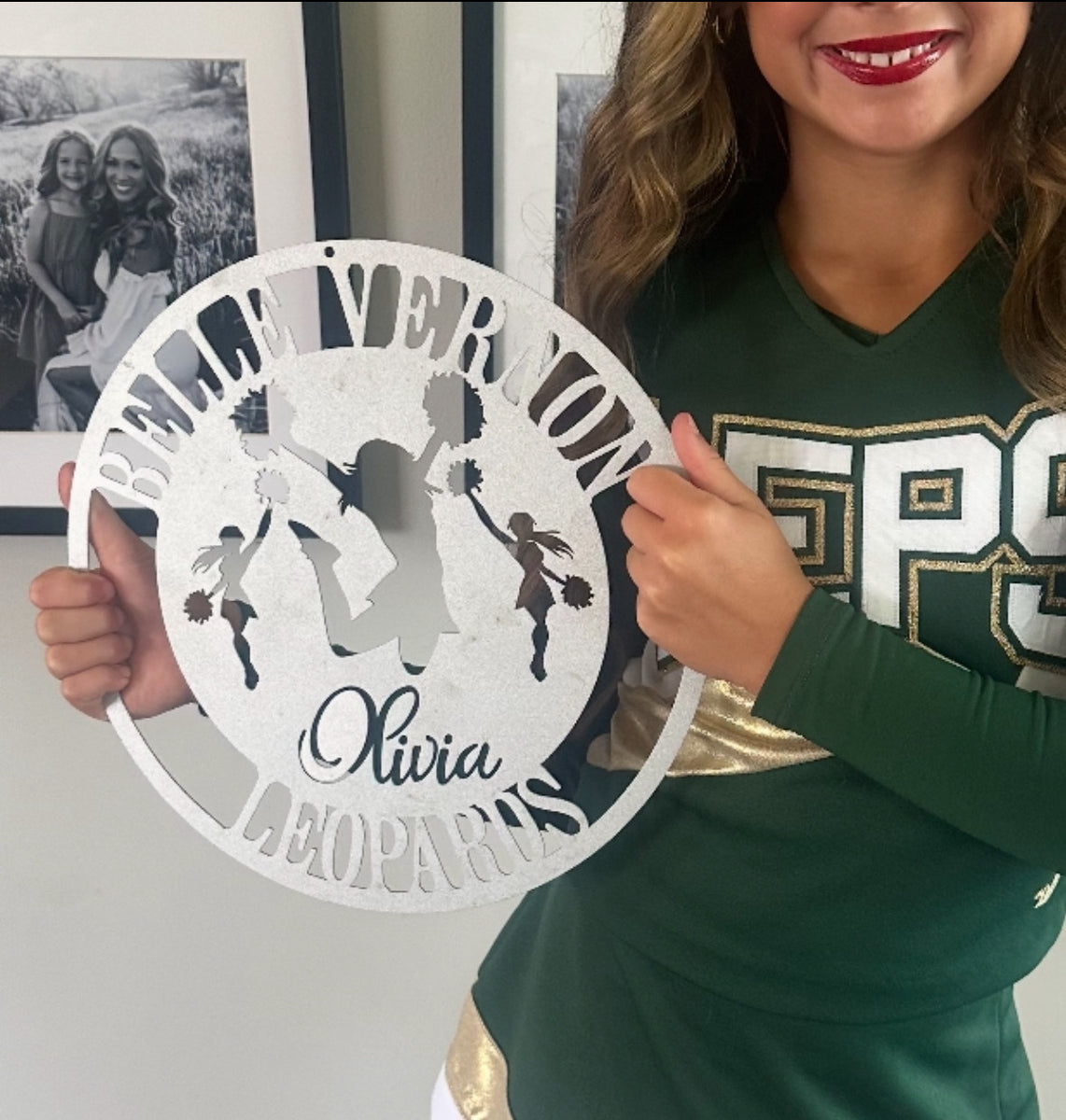 Cheerleader Metal Sign