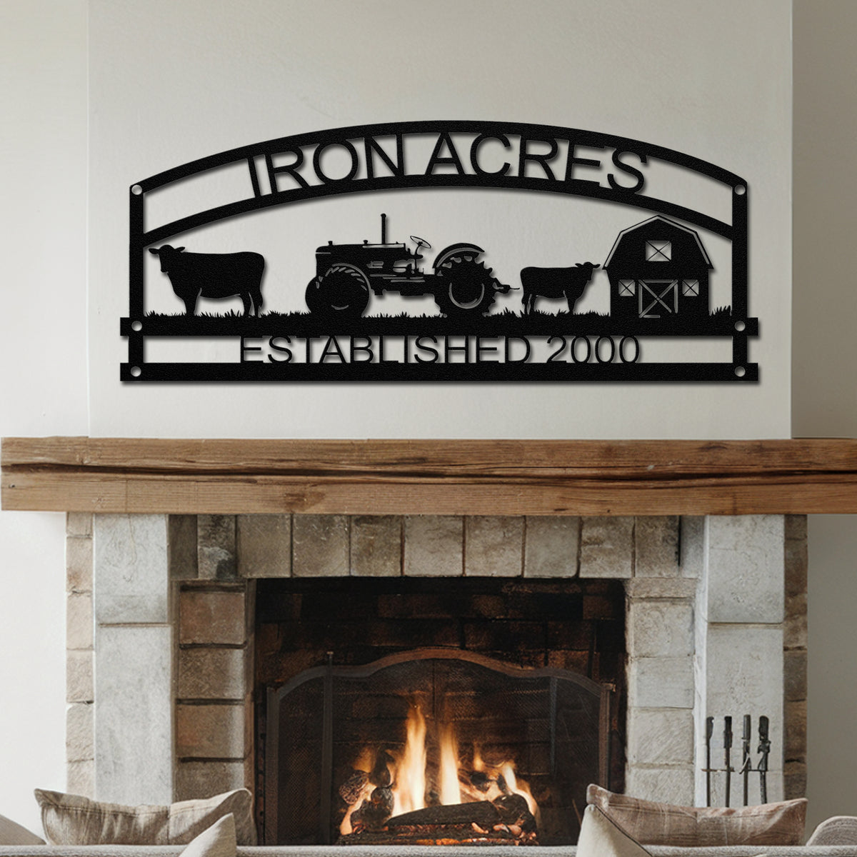Iron Acres Metal Farm Sign - Black