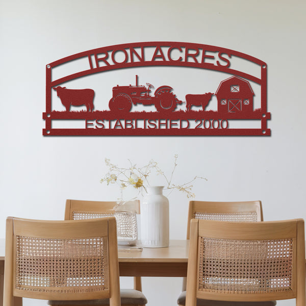 Iron Acres Metal Farm Sign - Red