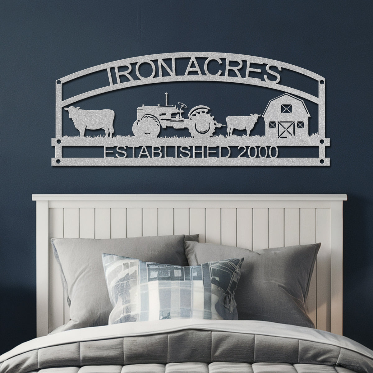 Iron Acres Metal Farm Sign - Silver