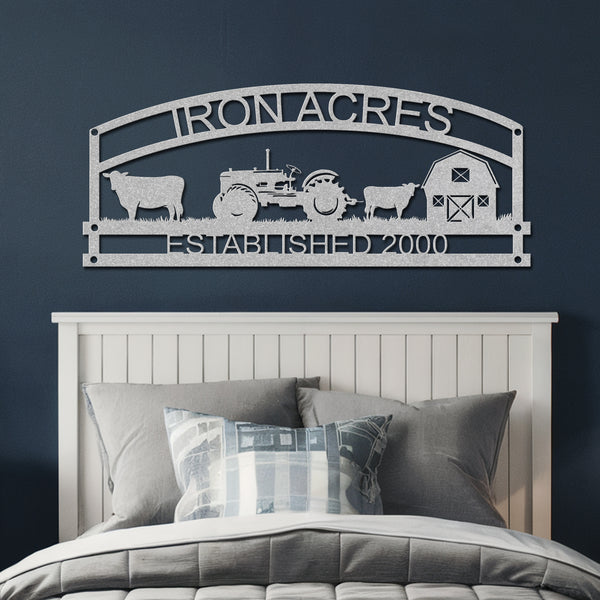 Iron Acres Metal Farm Sign - Silver