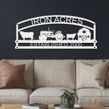 Iron Acres Metal Farm Sign - White