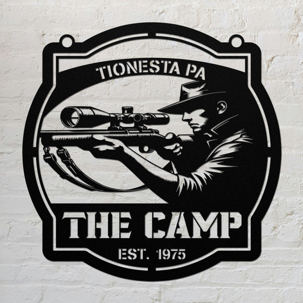 The Camp Hunting Metal Sign - Black