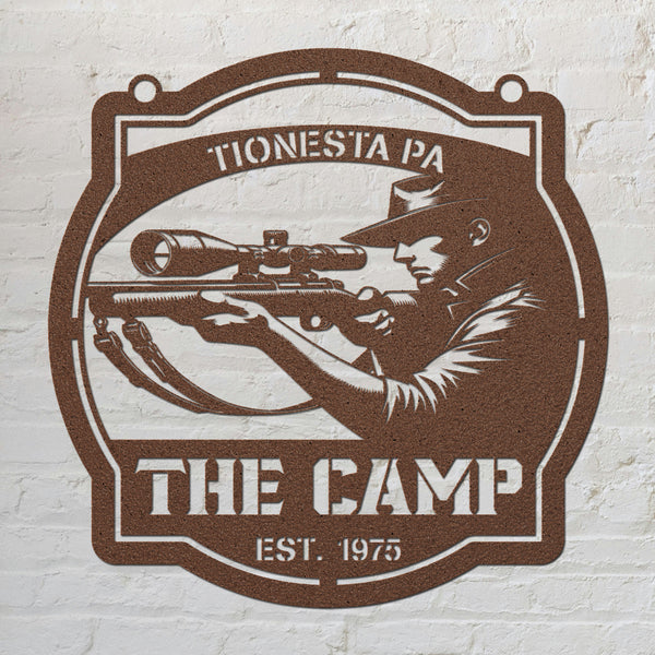 The Camp Hunting Metal Sign - Copper