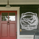 The Camp Hunting Metal Sign - Silver