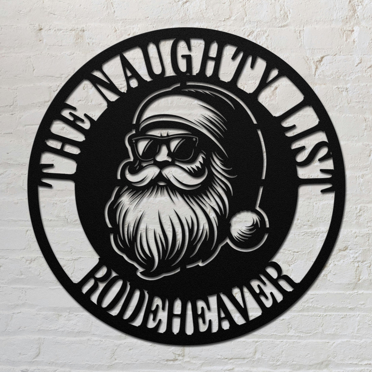 Black Santa Claus "The List" Metal Sign