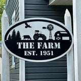 Oval Metal Farm Sign - Black