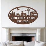 Oval Metal Farm Sign - Copper
