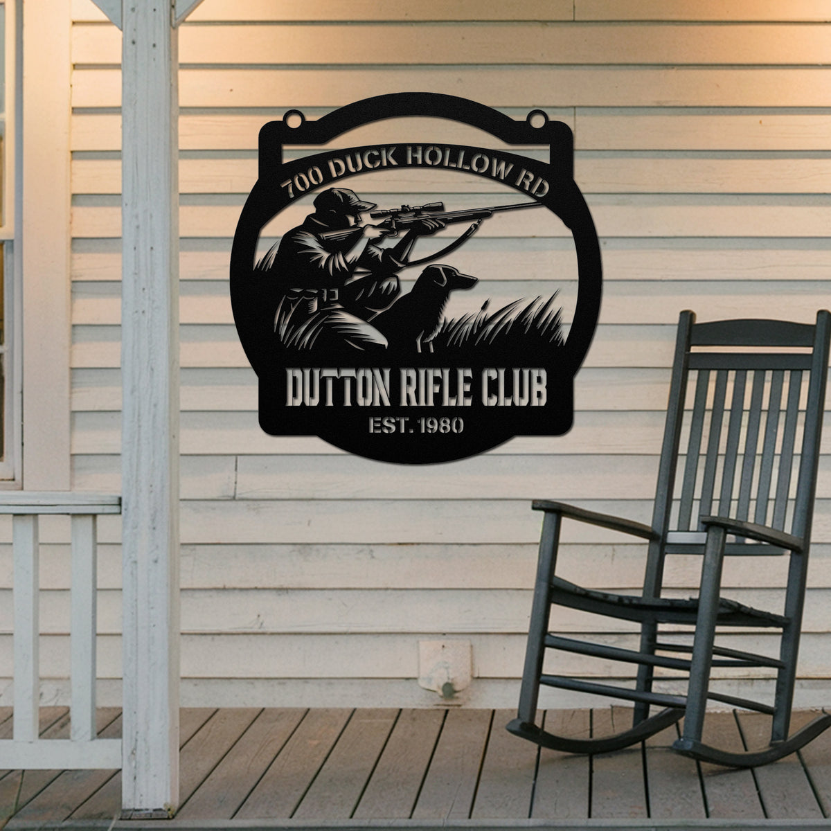 The Rifle Club Metal Hunting Sign - Black