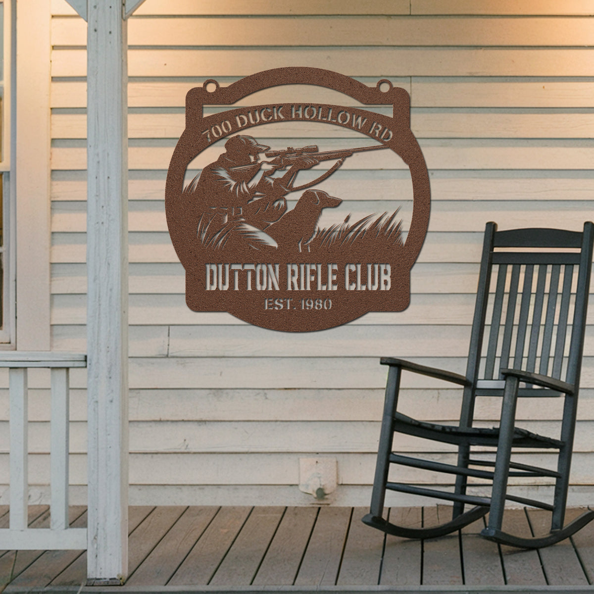 The Rifle Club Metal Hunting Sign - Copper