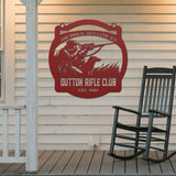 The Rifle Club Metal Hunting Sign - Red