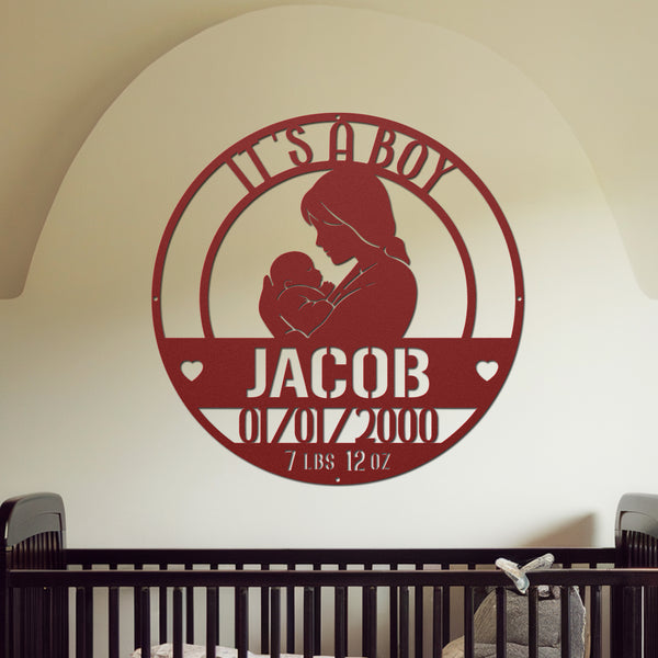  Newborn Baby Metal Sign - Red