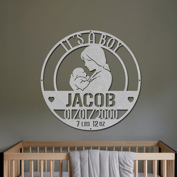 Newborn Baby Metal Sign - Silver