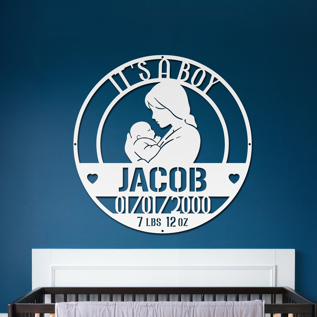  Newborn Baby Metal Sign - White