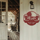 Camp Fire Metal Sign - Red