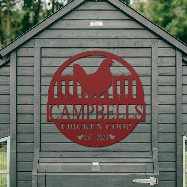Eggsquisite Coop Chicken Coop Sign - Red
