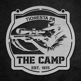 The Camp Hunting Metal Sign - Silver