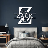 Split Monogram Soccer Metal Sign - White