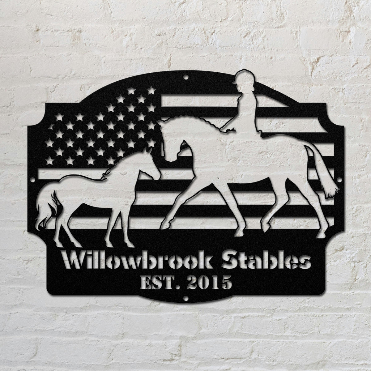 Horse Stable Metal Sign - Black