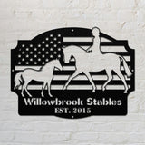 Horse Stable Metal Sign - Black