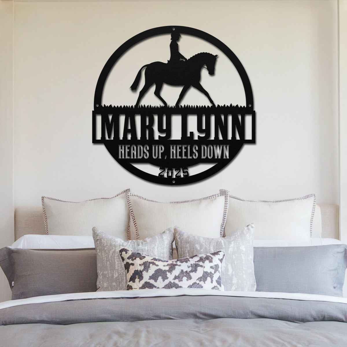 Equestrian Rider Metal Sign - Black