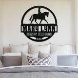 Equestrian Rider Metal Sign - Black