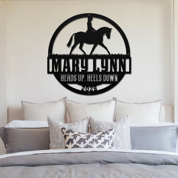 Equestrian Rider Metal Sign - Black