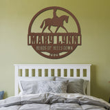 Equestrian Rider Metal Sign - Copper